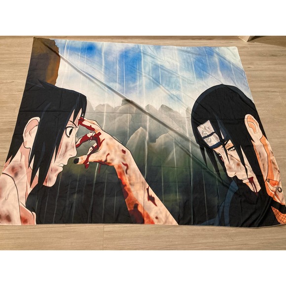 Naruto Itachi Uchiha vs Sasuke Uchiha Bloody Death Anime Wall Tapestry - Picture 1 of 1